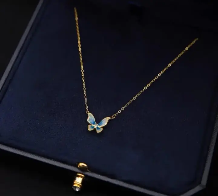 Picture of Blue Butterfly Chain for Women Gold