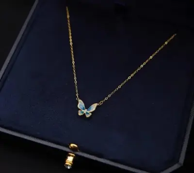 Picture of Blue Butterfly Chain for Women Gold