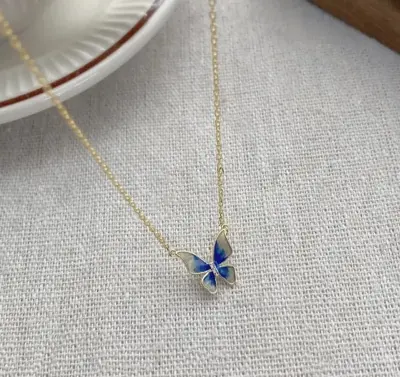 Picture of Blue Butterfly Chain for Women Gold