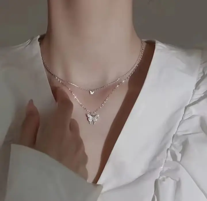 Picture of Double-layer Butterfly Pendent for women & girls White