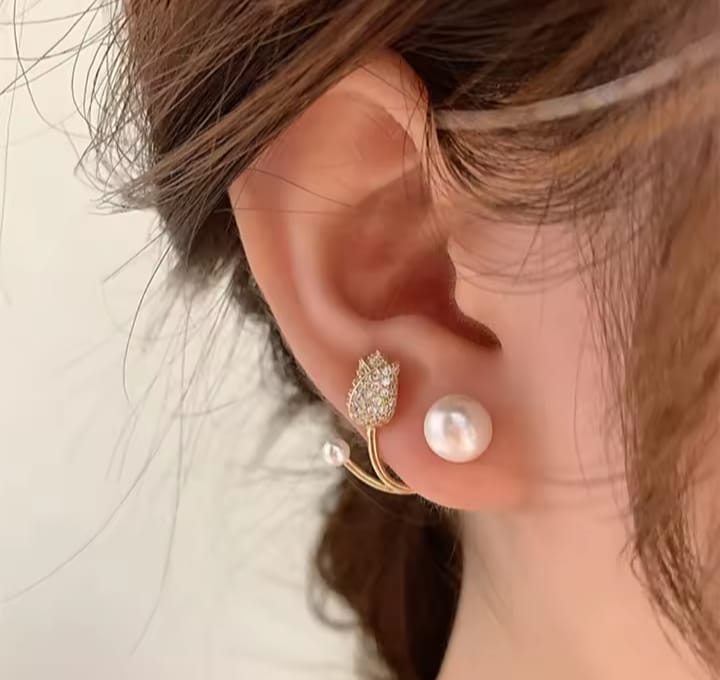 Picture of Rose Pearl  Ear ring for Women Gold