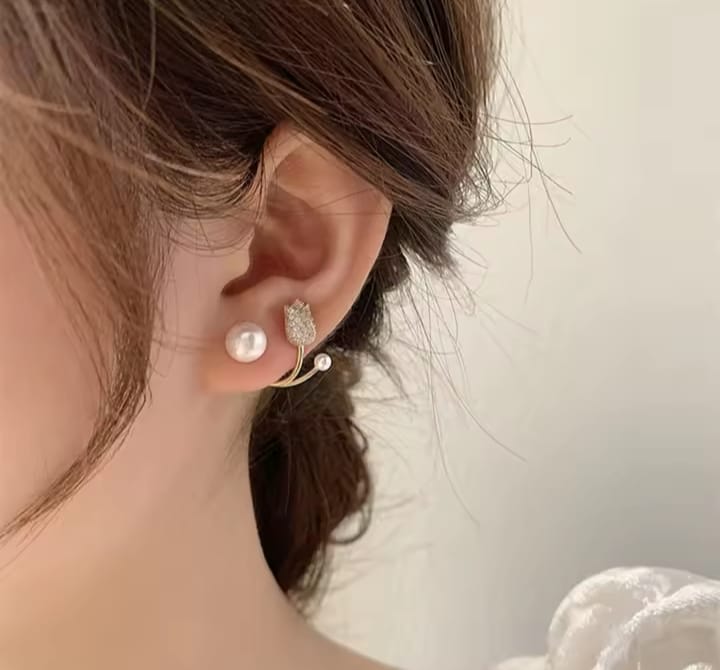 Picture of Rose Pearl  Ear ring for Women Gold