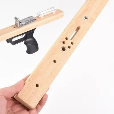Picture of Wooden Pole 98cm DIY Bamboo Wood with Grooves on the Front and Back, Slingshots Long Pole with Grooves (Pole Only)