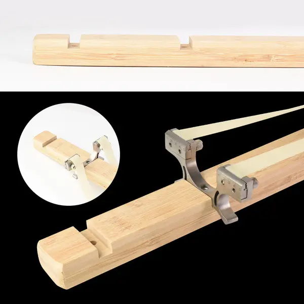 Picture of Wooden Pole 98cm DIY Bamboo Wood with Grooves on the Front and Back, Slingshots Long Pole with Grooves (Pole Only)