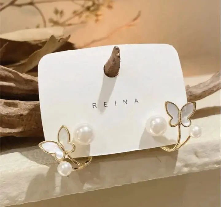 Picture of Pearl Butterfly Ear Ring for Women Gold