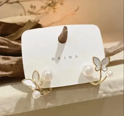 Picture of Pearl Butterfly Ear Ring for Women Gold