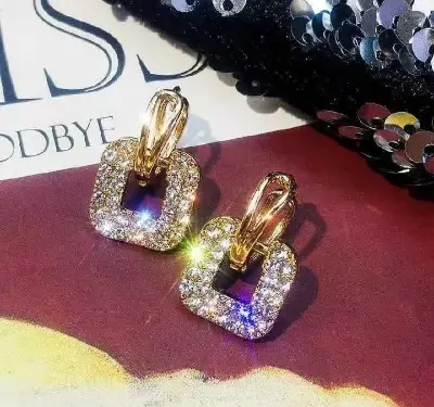 Picture of Luxury Crystal Full Zircon Earrings for Women  Gold