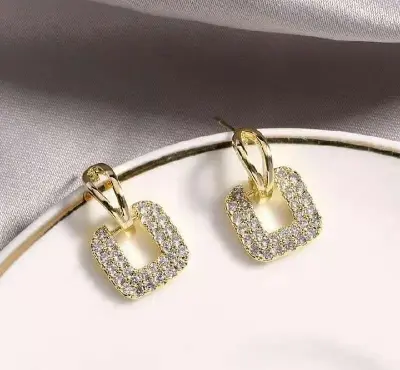 Picture of Luxury Crystal Full Zircon Earrings for Women  Gold