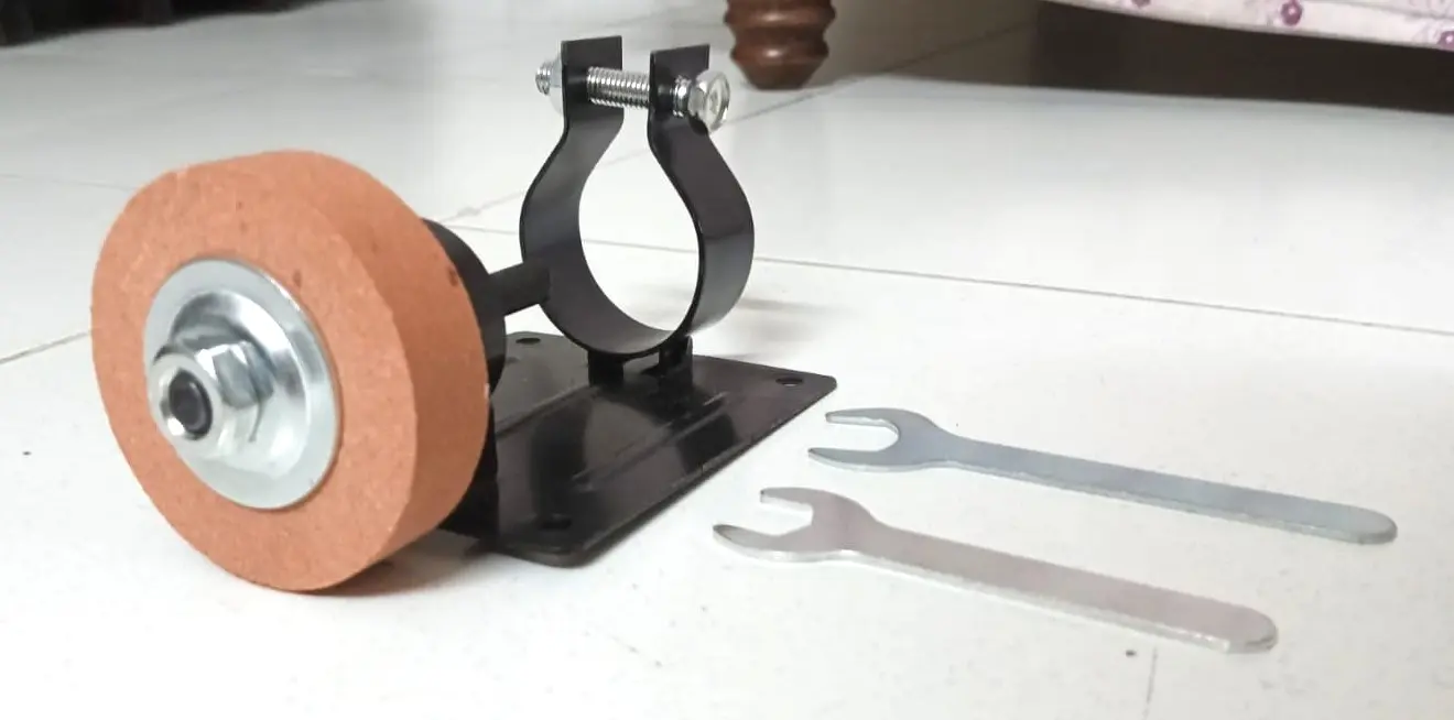Picture of Convert your Hand Drill into Grinding, Cutting, Polishing, Sharpening machine, usable for grinding wheel and polishing stone, etc. (Stone included) (Random Color)