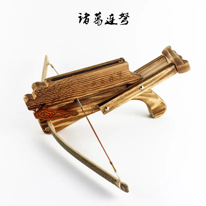 Picture of Large Wooden Cross Bow Arrow Slingshots continuous release 10 automatic reloads Kids and Adults outdoor sports (Large)