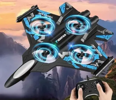 Picture of Remote Control Aircraft Four-Axis Drop-Resistant Remote Control Drone Colorful Lights Children's Remote Control Gliding Fighter Toy (Orange)