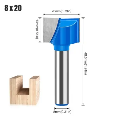 Picture of Router knife flat bottom 8mm handle engraving machine trimming machine Blue for straight clean cut (Blue 8*20)