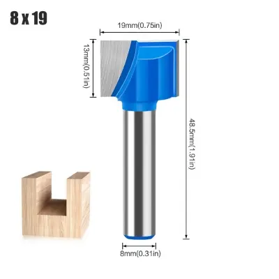 Picture of Router knife flat bottom 8mm handle engraving machine trimming machine Blue for straight clean cut (Blue 8*19)