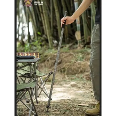 Picture of Mountain Hiking Pole Aluminum Alloy Heavy Duty Body Hiking Stick Folding Multifunctional Hiking Camping Stick Ultra Light Tactical Stick Retractable with Army Green Bag (Midnight Black)