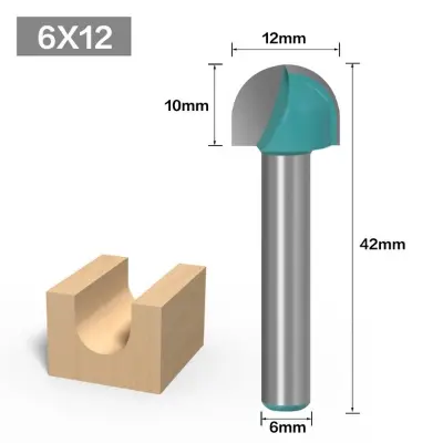 Picture of Router Knife Round Bottom 6mm handle engraving machine trimming machine Blue for straight clean cut (12mm Head)