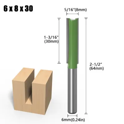 Picture of Router knife flat bottom 6mm handle hand router, power router, CNC engraving machine trimming machine green for straight clean cut (6mm Head)