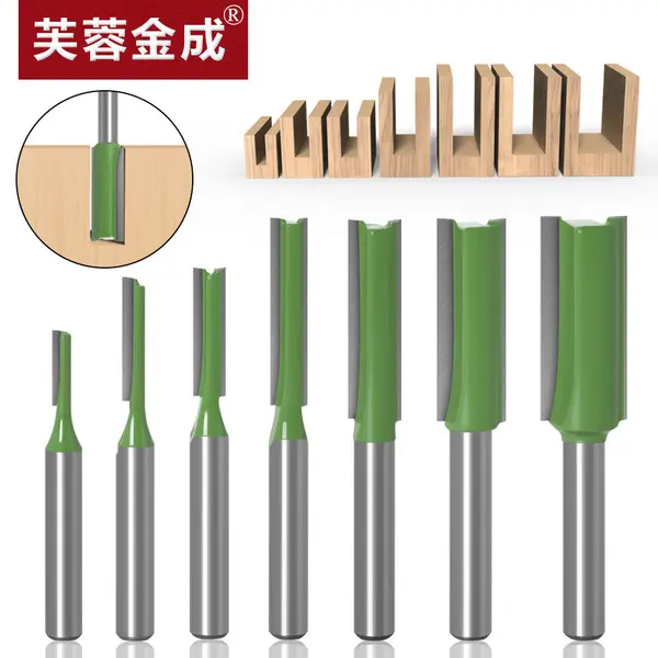 Picture of Router knife flat bottom 6mm handle hand router, power router, CNC engraving machine trimming machine green for straight clean cut (12mm Head)
