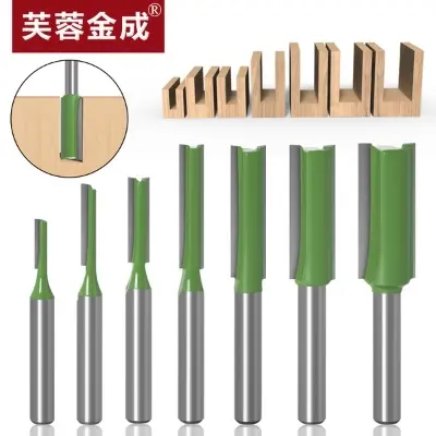 Picture of Router knife flat bottom 6mm handle hand router, power router, CNC engraving machine trimming machine green for straight clean cut (12mm Head)