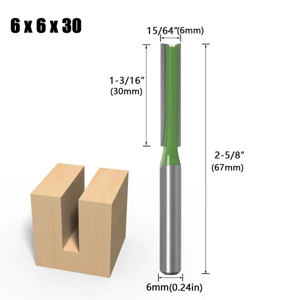 Picture of Router knife flat bottom 6mm handle hand router, power router, CNC engraving machine trimming machine green for straight clean cut (12mm Head)