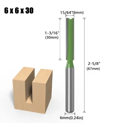 Picture of Router knife flat bottom 6mm handle hand router, power router, CNC engraving machine trimming machine green for straight clean cut (12mm Head)