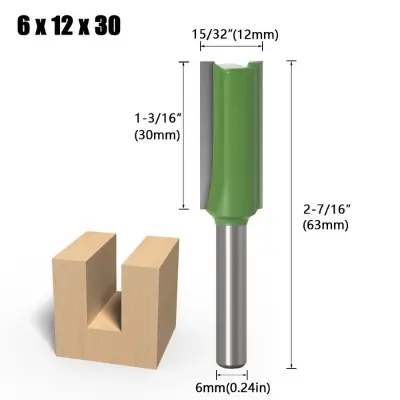 Picture of Router knife flat bottom 6mm handle hand router, power router, CNC engraving machine trimming machine green for straight clean cut (12mm Head)