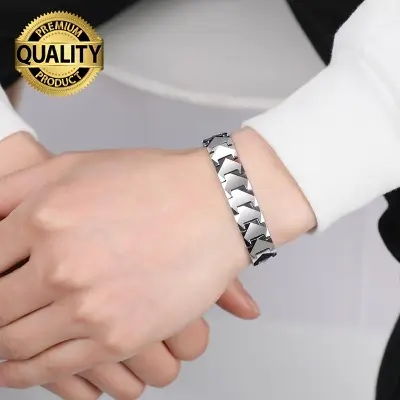Picture of Magnetic Tungsten Arthritis Pain Therapy Sports Health Rhodium PL Power Bracelet