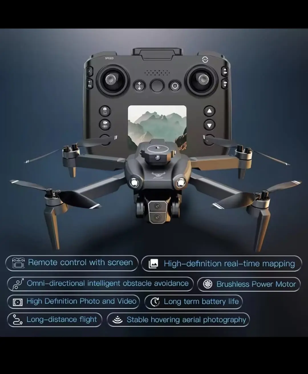 Picture of FLH SG109 Display Remot Duel Camera Duel Battery four side Obsticle Avoidence High Quality  Drone  profissional Drone