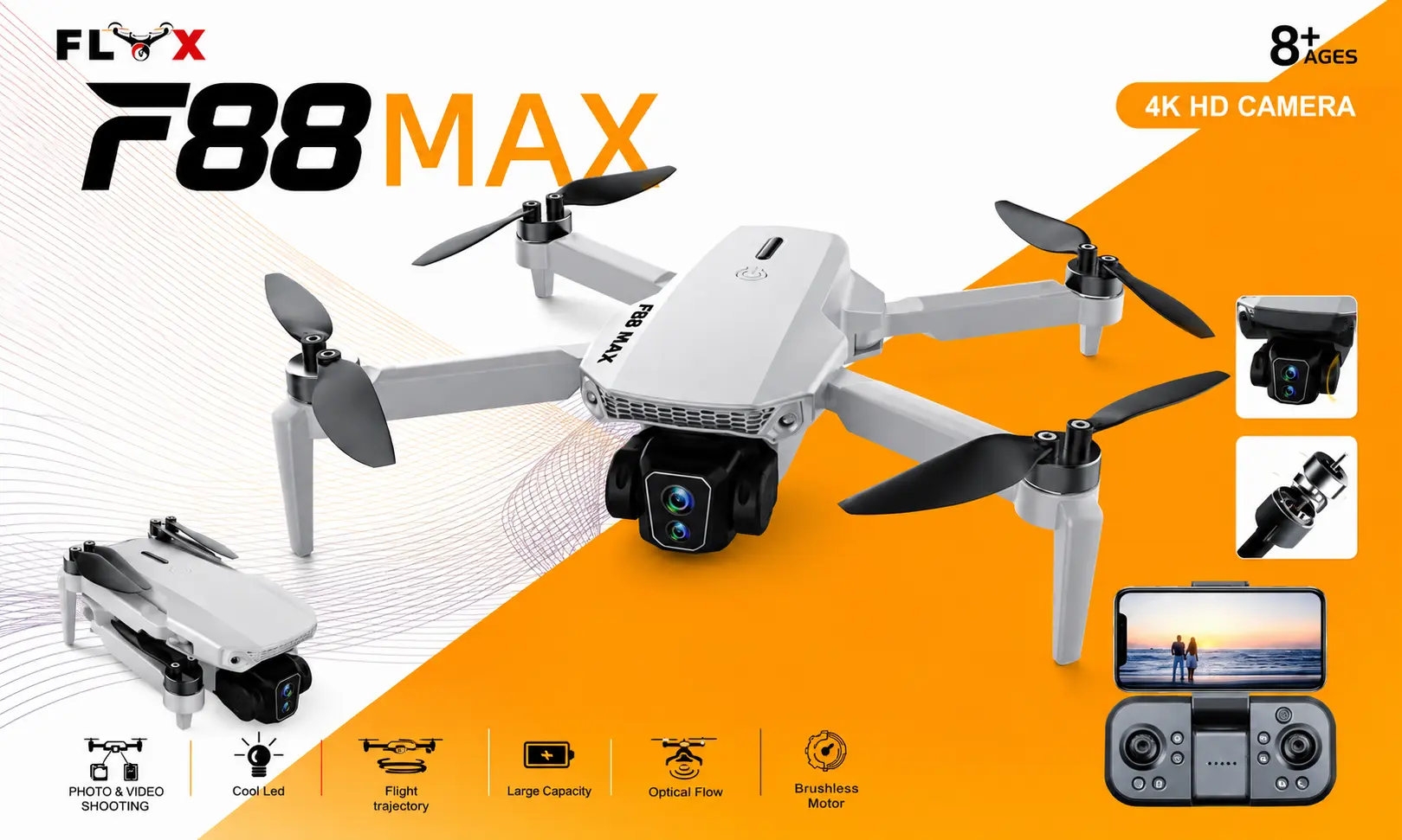 Picture of FLH F88 EVO Remote Rotate Camera Duel Battery Drone