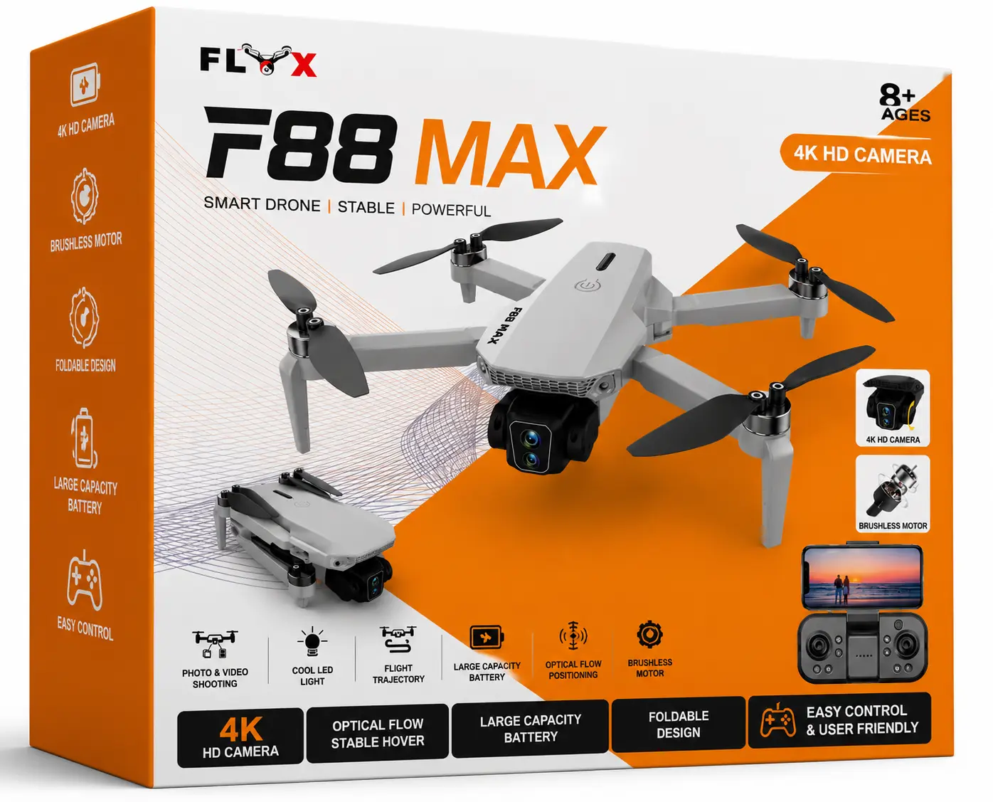 Picture of FLH F88 EVO Remote Rotate Camera Duel Battery Drone