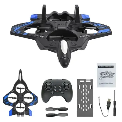 Picture of FLH DO1 EPP Foam RC Fighter Jet 2.4G 4 Channels Drone Intelligent Altitude Hold Helicopter Toy, with 2 Batteries