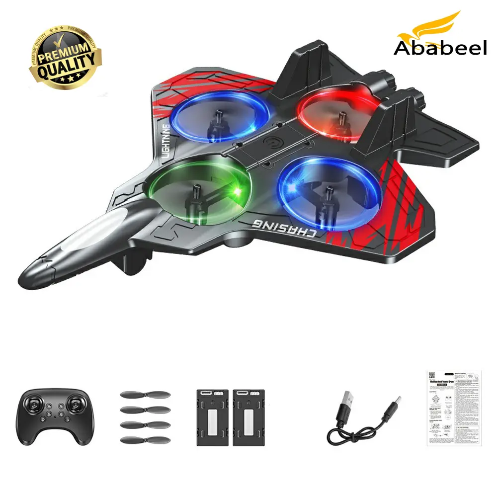 Picture of FLH DO1 EPP Foam RC Fighter Jet 2.4G 4 Channels Drone Intelligent Altitude Hold Helicopter Toy, with 2 Batteries