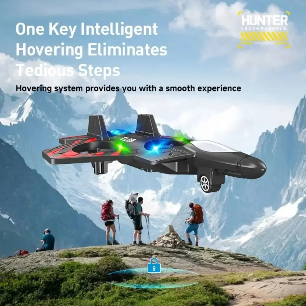 Picture of FLH DO1 EPP Foam RC Fighter Jet 2.4G 4 Channels Drone Intelligent Altitude Hold Helicopter Toy, with 2 Batteries