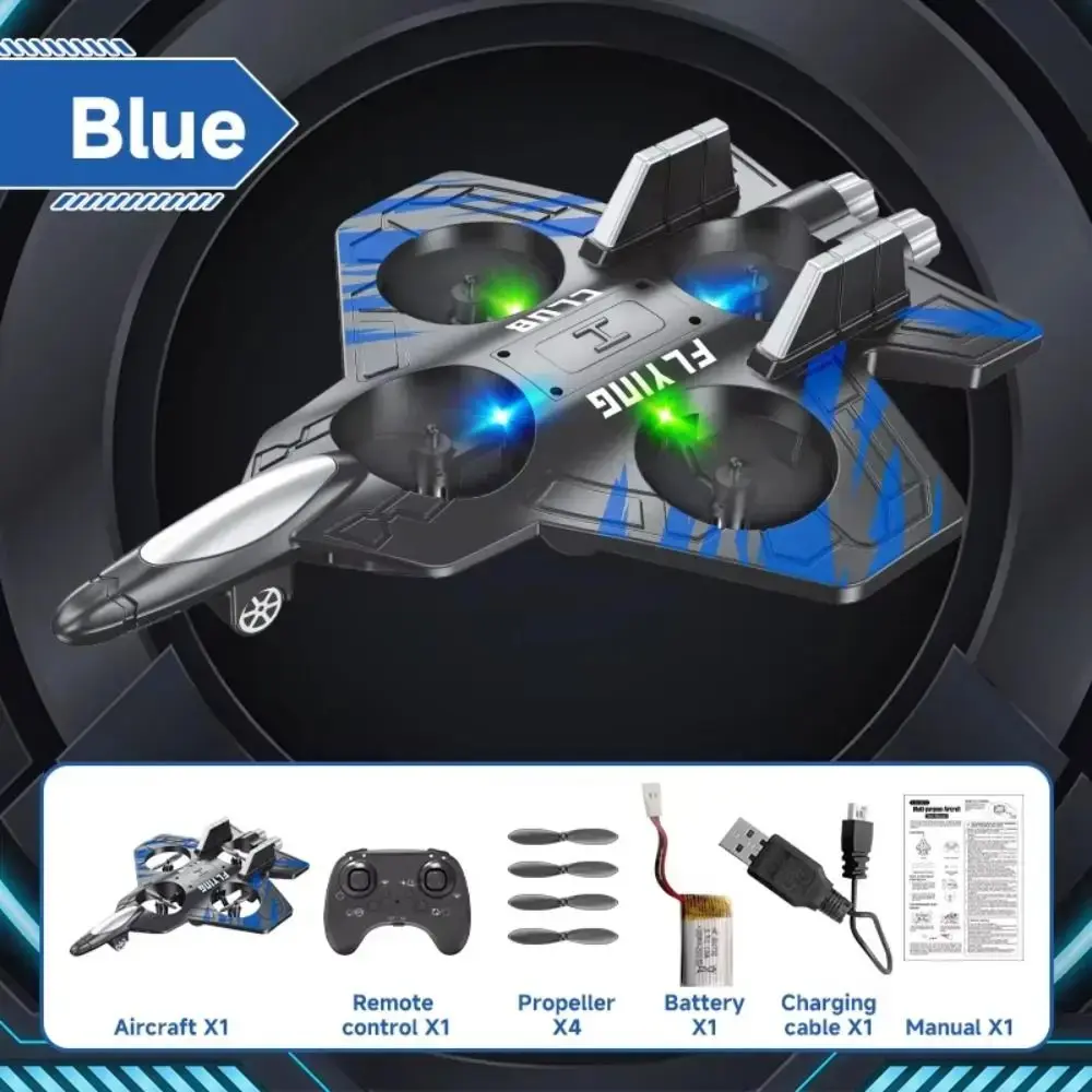 Picture of FLH DO1 EPP Foam RC Fighter Jet 2.4G 4 Channels Drone Intelligent Altitude Hold Helicopter Toy, with 2 Batteries