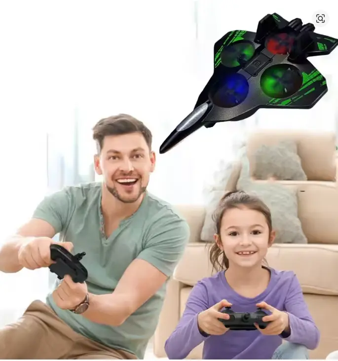 Picture of FLH DO1 EPP Foam RC Fighter Jet 2.4G 4 Channels Drone Intelligent Altitude Hold Helicopter Toy, with 2 Batteries