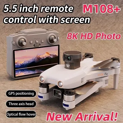 Picture of FLH M108 Plus RC Touch Big Display Rechargable Remot 2K Resolution Camera High Power 8000 Mah battery 30 Minits Flying Times New Drone