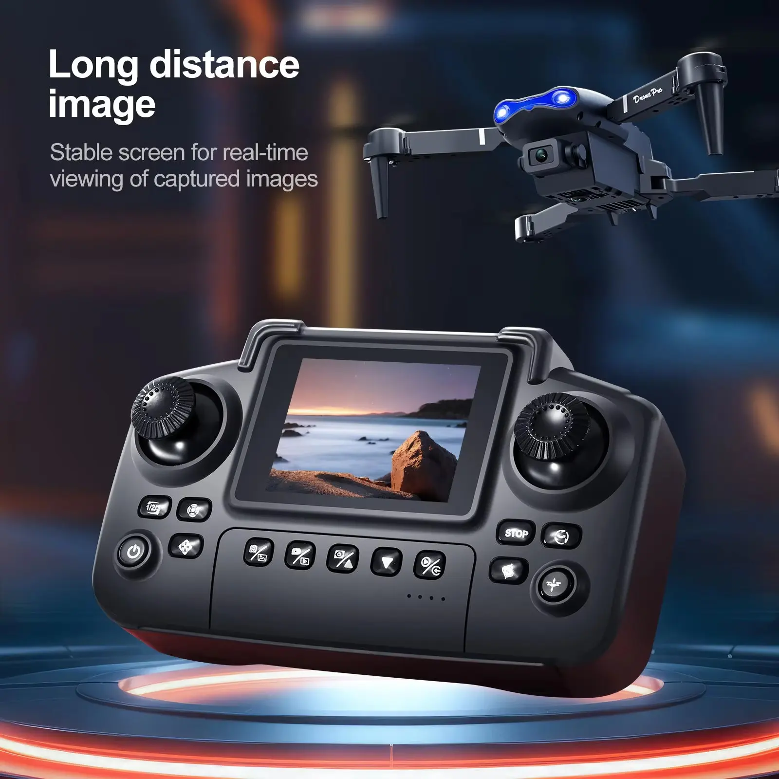 Picture of FLH E88 Mini Portable Drone HD Aerial Photography Smart Hover Helicopter 360° Flip Remote Control Quadcopter Toy RC Dron For Kids