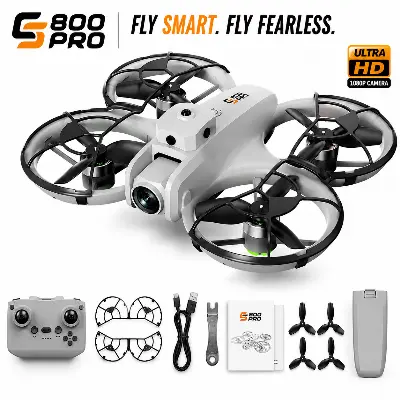 Picture of FLH S800 360° Protection Obstacle Avoidance 4.5in Screen Remote Control Quadcopter 2.4G Brushless Optical Flow Hover WIFI FPV RC Drone