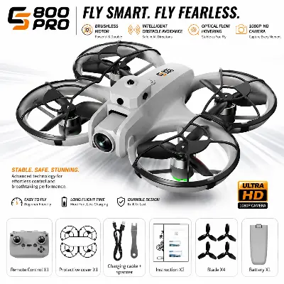 Picture of FLH S800 360° Protection Obstacle Avoidance 4.5in Screen Remote Control Quadcopter 2.4G Brushless Optical Flow Hover WIFI FPV RC Drone