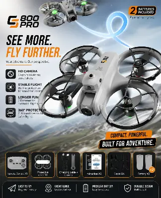 Picture of FLH S800 360° Protection Obstacle Avoidance 4.5in Screen Remote Control Quadcopter 2.4G Brushless Optical Flow Hover WIFI FPV RC Drone