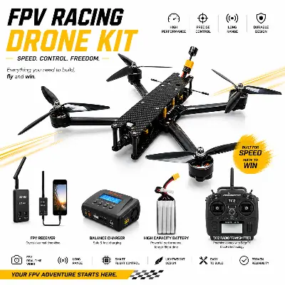 Picture of FLH Cheapest Freestyle Racing FPV Drone Kit 7-inch Payload Long Distance Quad Bike with 720 Camera and  FPV Drone