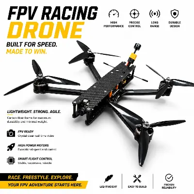 Picture of FLH Cheapest Freestyle Racing FPV Drone Kit 7-inch Payload Long Distance Quad Bike with 720 Camera and  FPV Drone