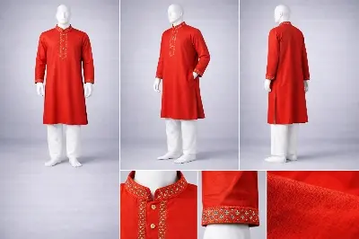 Picture of Gatsby Premium Panjabi for Men – Classic Fit | Eid & Festive Wear P114 red