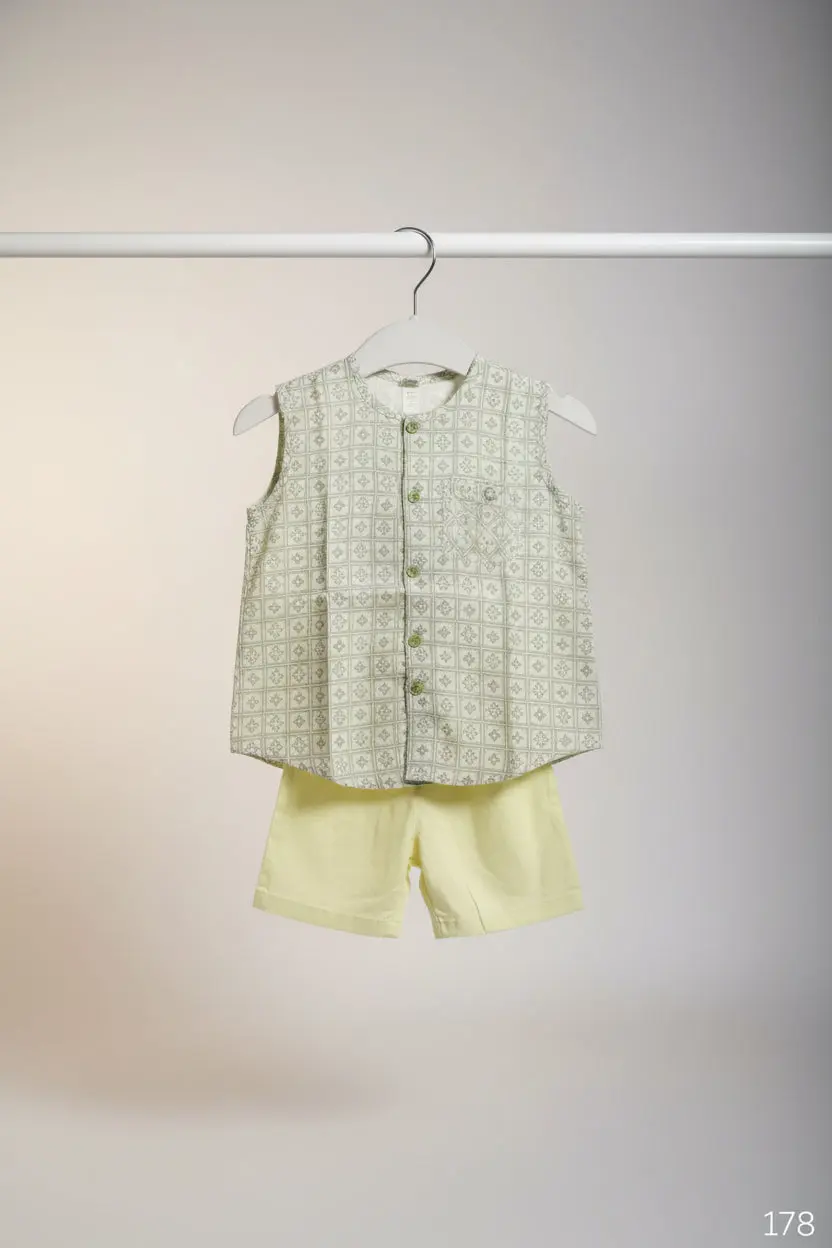Picture of Boys Printed Sleeveless Cotton Panjabi Set 178