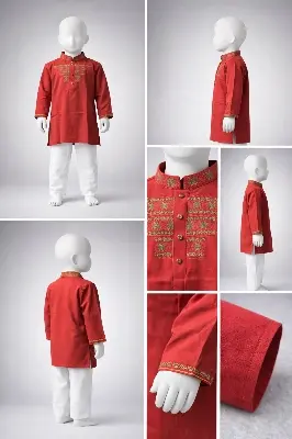 Picture of Boys Premium Embroidered Maroon Panjabi 1213