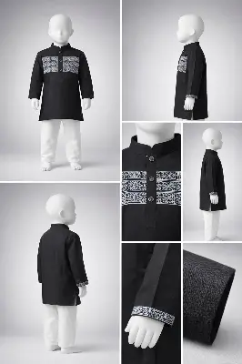 Picture of Boys Premium Embroidered Black Panjabi 1211