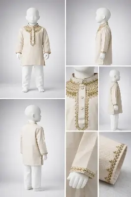 Picture of Boys Premium Embroidered Off-White Panjabi 1206