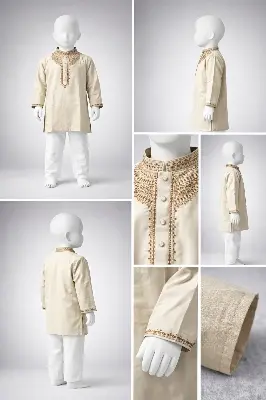 Picture of Premium Embroidered Cream Panjabi 1205