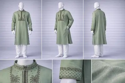 Picture of Gatsby Premium Panjabi for Men – Classic Fit | Eid & Festive Wear-O7 green