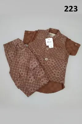 Picture of Kids Premium Jacquard Panjabi Set – Luxury Monogram Design 223