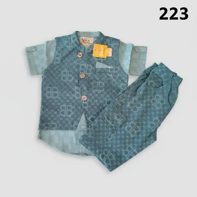 Picture of Kids Premium Jacquard Panjabi Set – Luxury Monogram Design 223
